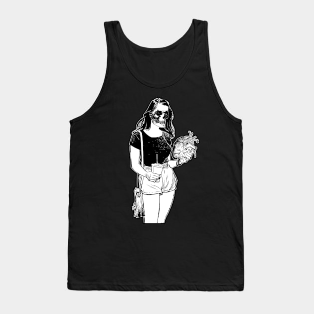 Skull Girl Eating Yr Heart Tank Top by CultOfRomance